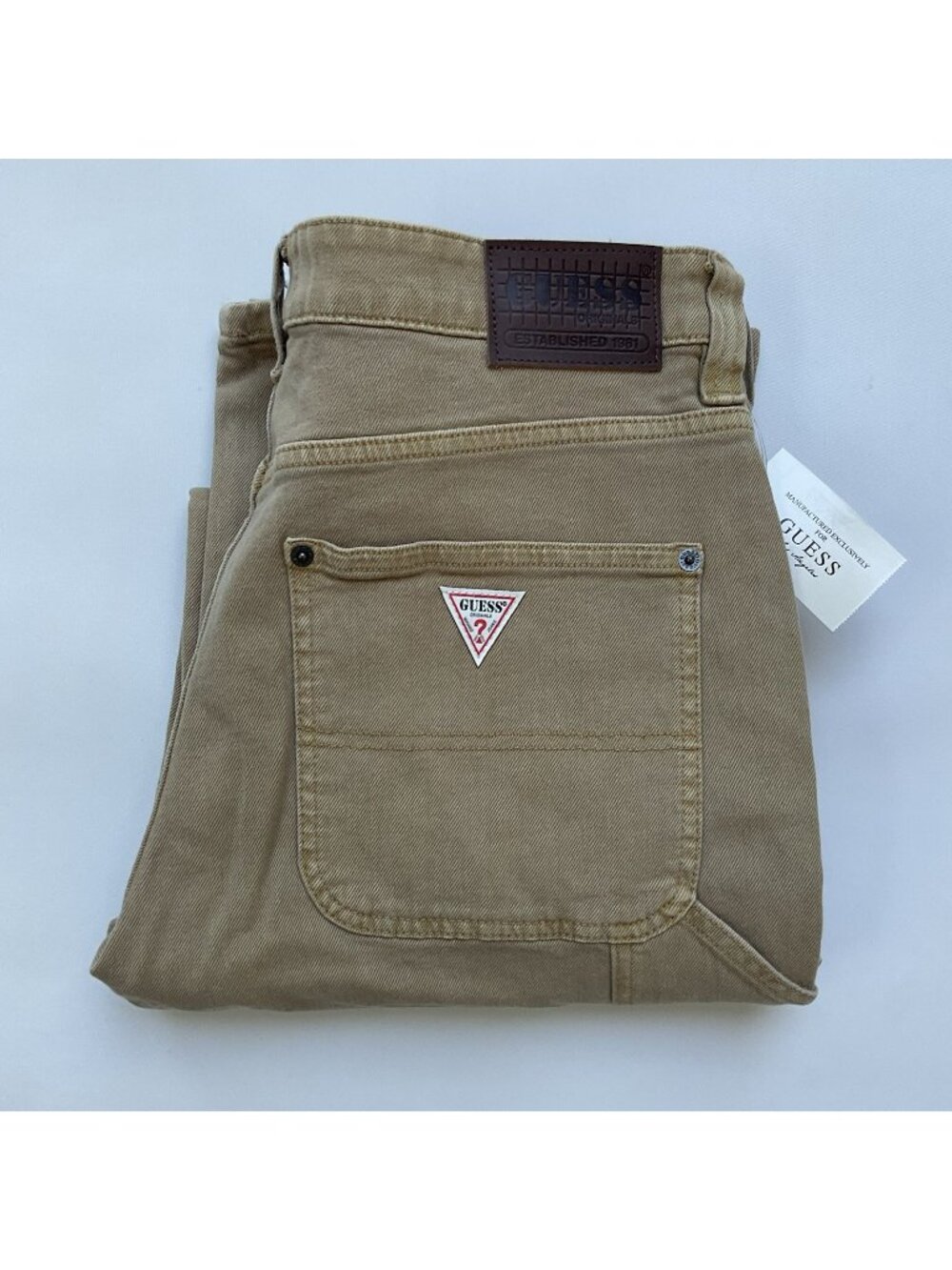Guess Men's Originals Jeans Carpenter Relax Fit Straight Leg In Khaki Size 32